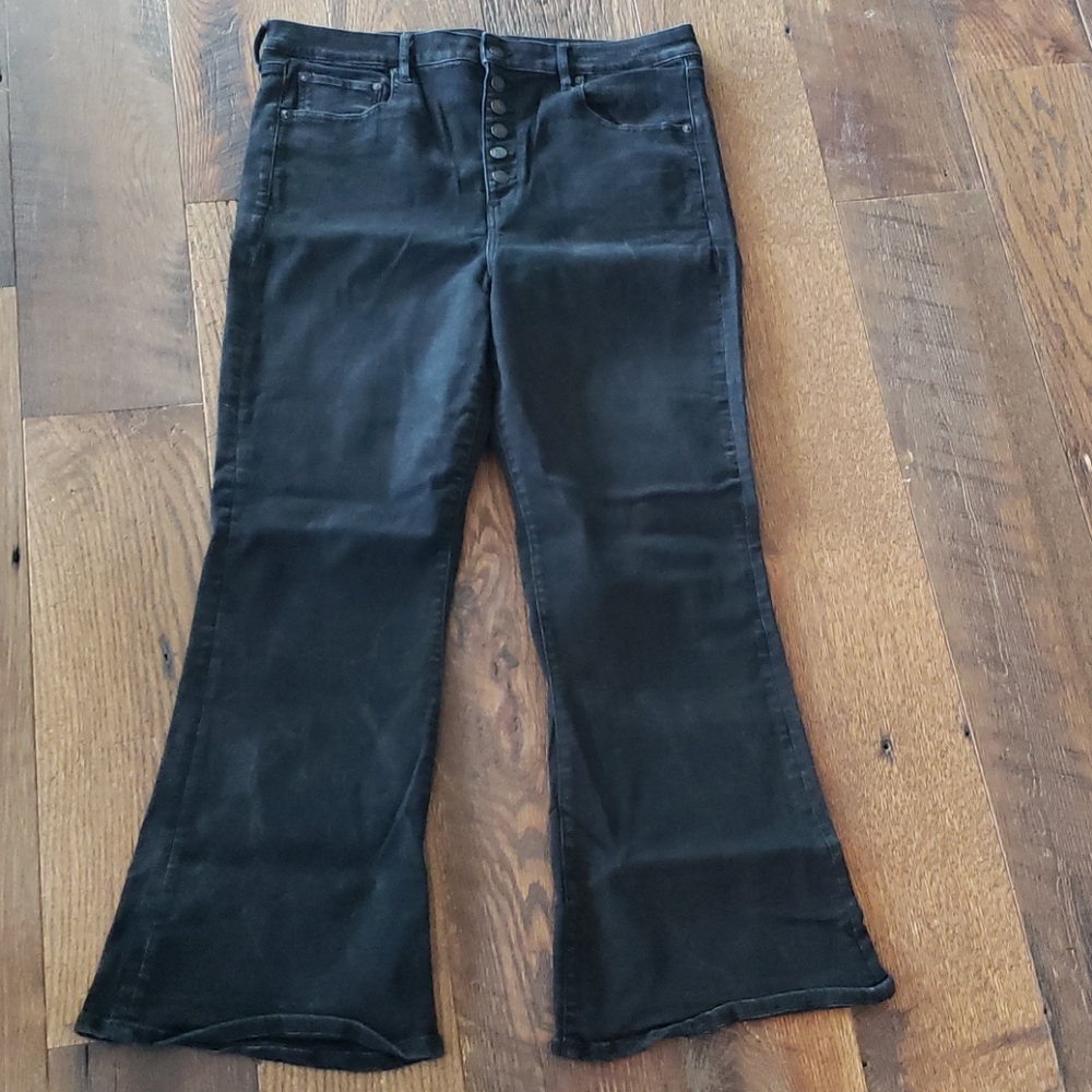 AE size 18 Black Denim High Waist Flair Jeans